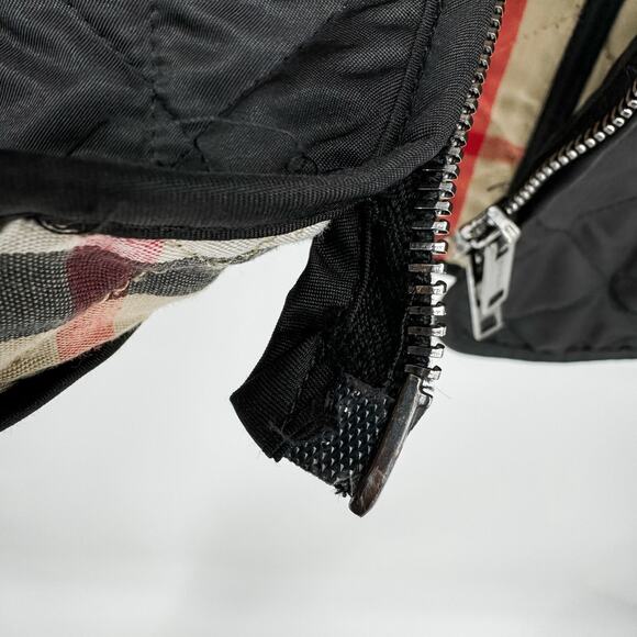 Burberry Coat Black Sz M Quilted Puffer Winter Plaid Jacket Check Brit Light - Picture 11 of 16